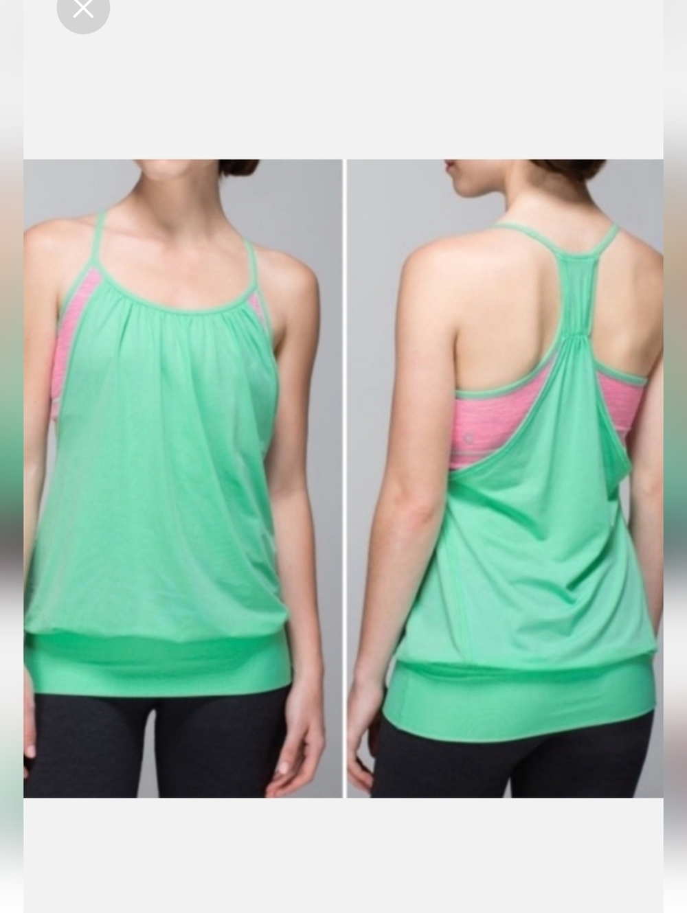 lululemon athletica Mint Green Racerback Tank with Pink Accents